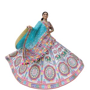 Trending Designeer Muslin Cotton Lehenga Choli Print with Foil Work With Unstitched Blouse Patola Pr