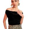 Lite Velvet Cotton Stretchable Draped Crop Top