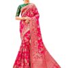 Monjolika Fashion Women's Banarasi Silk Blend Woven Zari With Tussles Saree and Jacquard Woven B