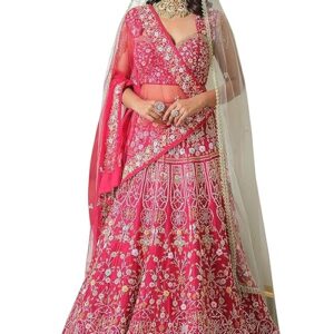 Women's Satin Embroidery Sequence Work Lehenga Choli Set with Dupatta For Women SemiStitch | Sty