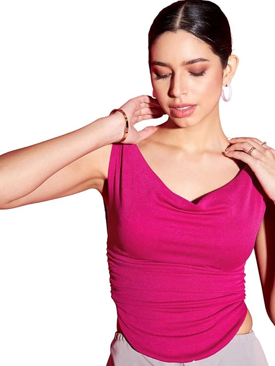 Lite Cotton Stretchable Draped Crop Top