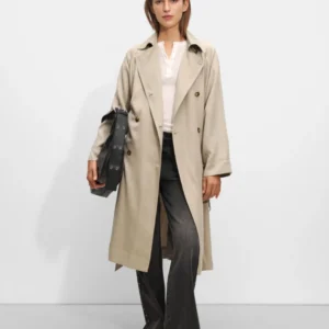 Long Lyocell Trench Coat – Beige
