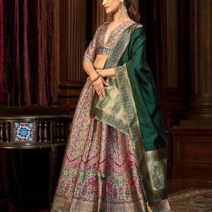 PURVAJA Women's Kanjiwaram Semi-Stitched Lehenga choli