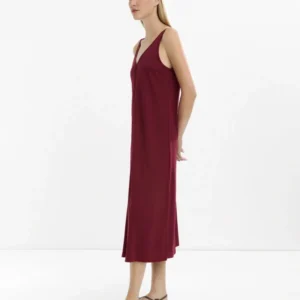 Blue Fluid V-Neck Strap Midi Dress (XS-S)