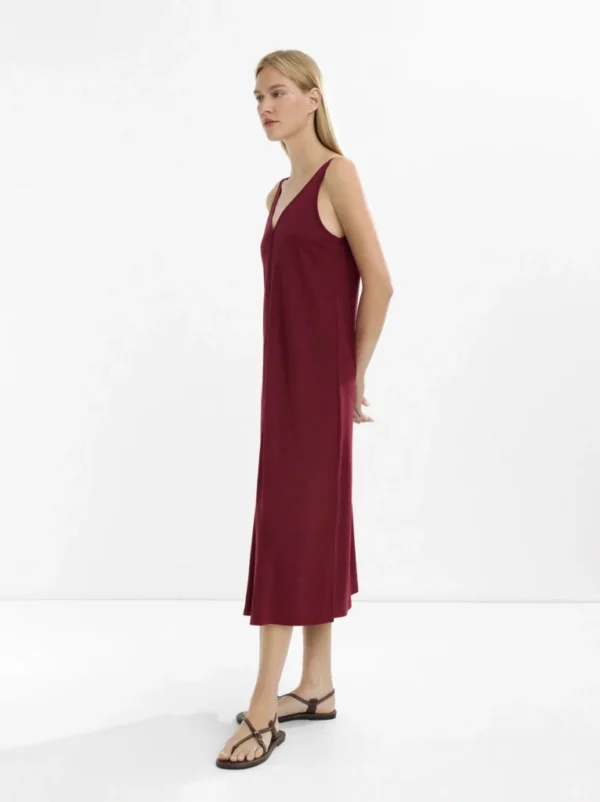 Blue Fluid V-Neck Strap Midi Dress (XS-S)