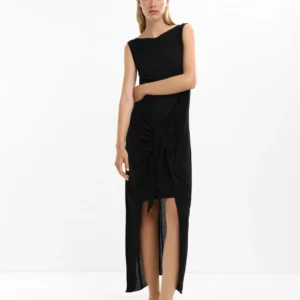 Black Bow-Front Sleeveless Maxi Dress