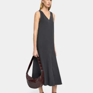 Lyocell Pocket-Slit Maxi Dress – Grey