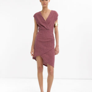 Bordeaux Draped Asymmetric Mini Dress