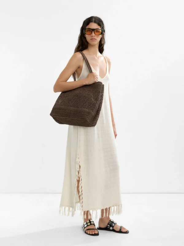 Contrasting Stripe Drawstring Maxi Dress