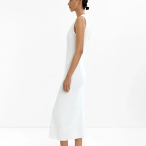 White Fitted Wrap-Detail Maxi Dress