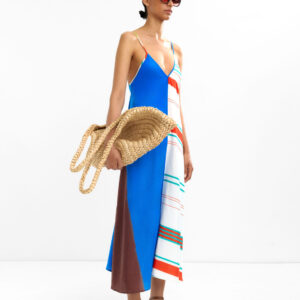 Silk Printed Cross-Back Maxi Dress