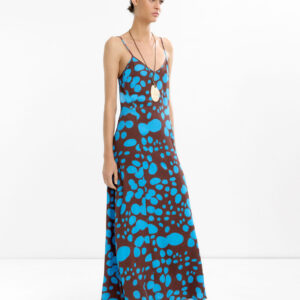 Printed Open-Back Strap Maxi Dress