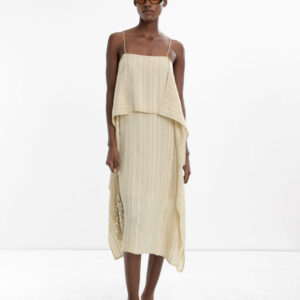 Striped Ruffle Strap Midi Dress
