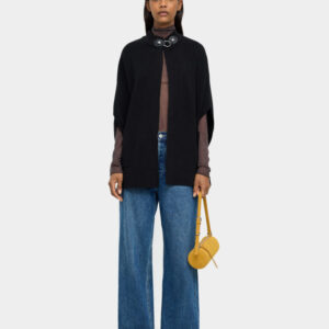 High-Neck Knit Poncho Navy