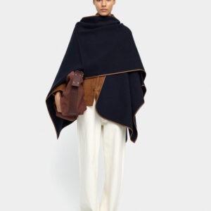 Grey Wool-Blend Buckle Poncho
