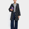 Polka-Dot Water-Repellent Parka – Black