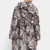 Polka-Dot Water-Repellent Parka – Brown