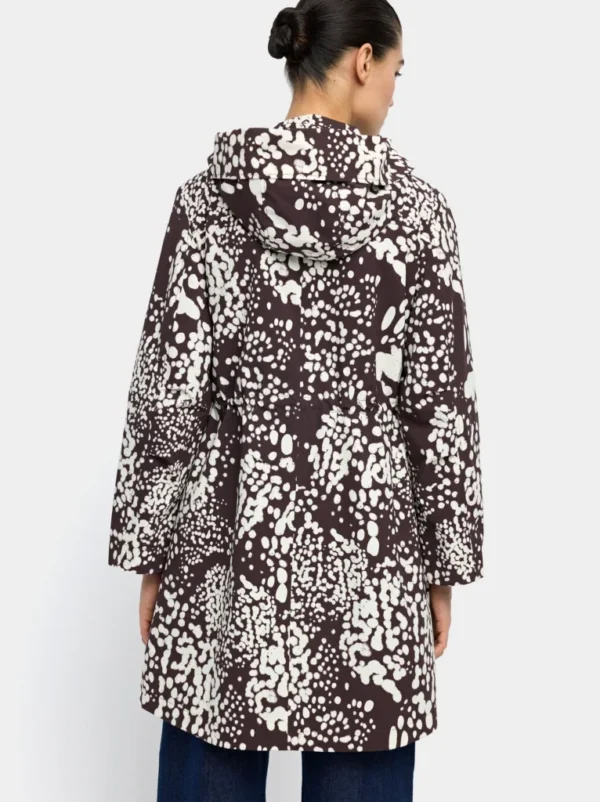 Polka-Dot Water-Repellent Parka – Brown