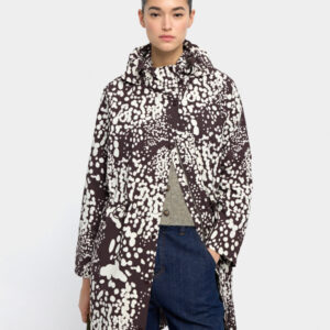 Polka-Dot Water-Repellent Parka – Brown