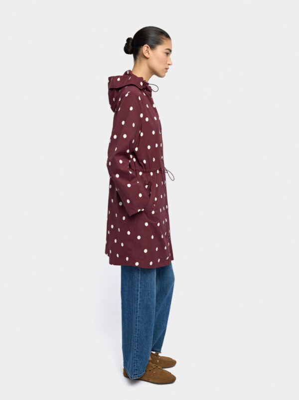 Polka-Dot Water-Repellent Parka – Bordeaux