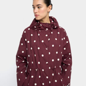 Polka-Dot Water-Repellent Parka – Bordeaux