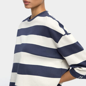 100% Cotton Striped 3/4 Sleeve T-Shirt – Grey