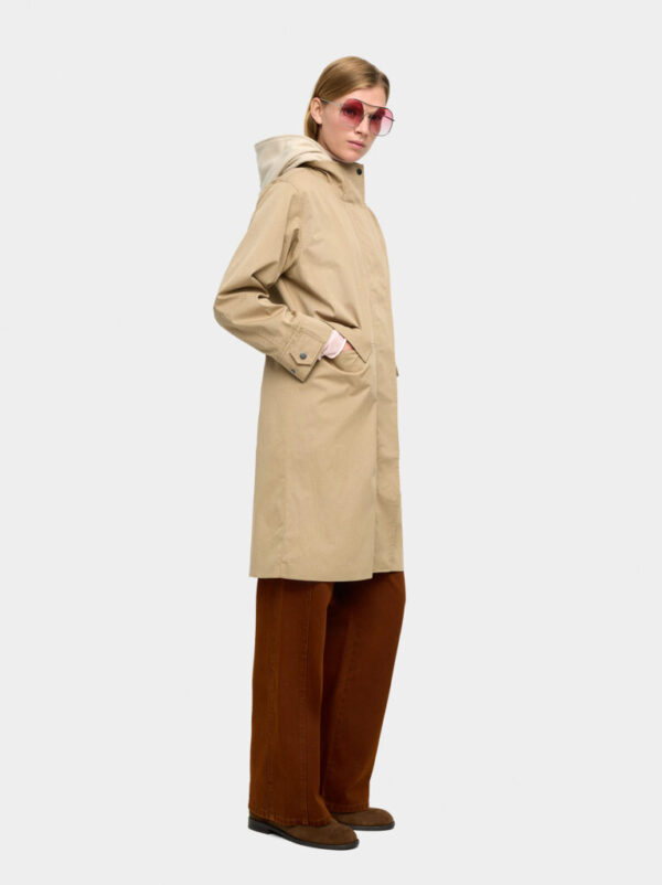 Cotton Parka with Removable Hood – Beige