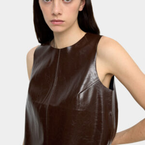 Leather-Effect Cracked Sleeveless Top – Bordeaux