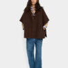 Asymmetrical Ribbed Poncho – Navy