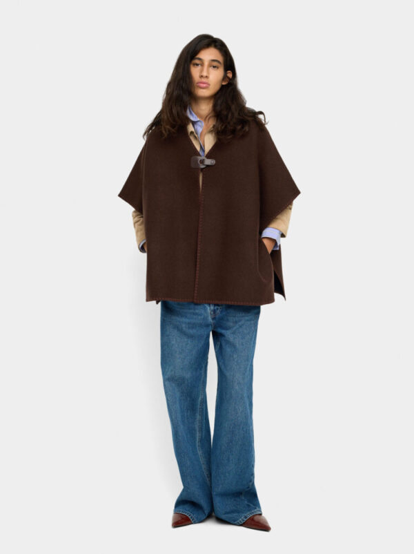 Asymmetrical Ribbed Poncho – Navy