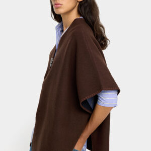 Asymmetrical Ribbed Poncho – Navy