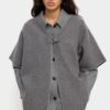 Contrasting Seam Knit Poncho – Dark Blue