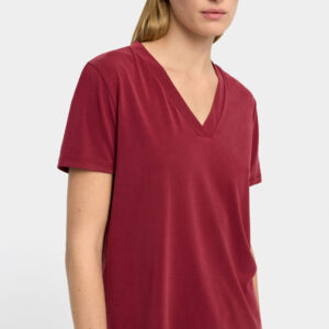 Soft Modal V-Neck T-Shirt – Bordeaux