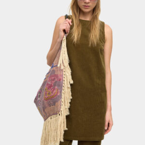 Khaki Cotton Corduroy Mini Dress