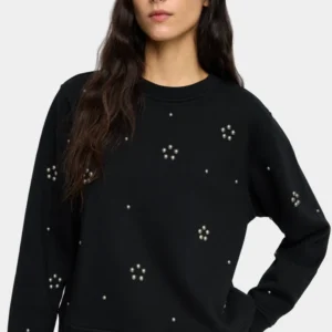 Sphere-Appliqué Cotton Sweatshirt – Black