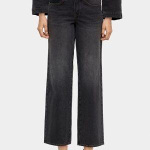 Washed Effect Denim Trousers – Black
