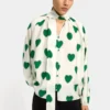 Crinkled Heart-Print Blouse – Multi