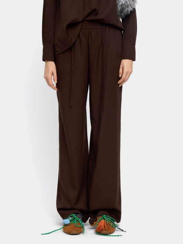 Fluid Trousers with Adjustable Cord – Brown
