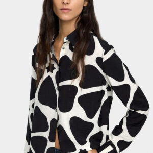 Crinkled Floral Print Shirt – Black/White