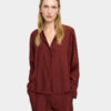 Fluid Satin V-Slit Blouse