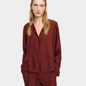 Fluid Satin V-Slit Blouse