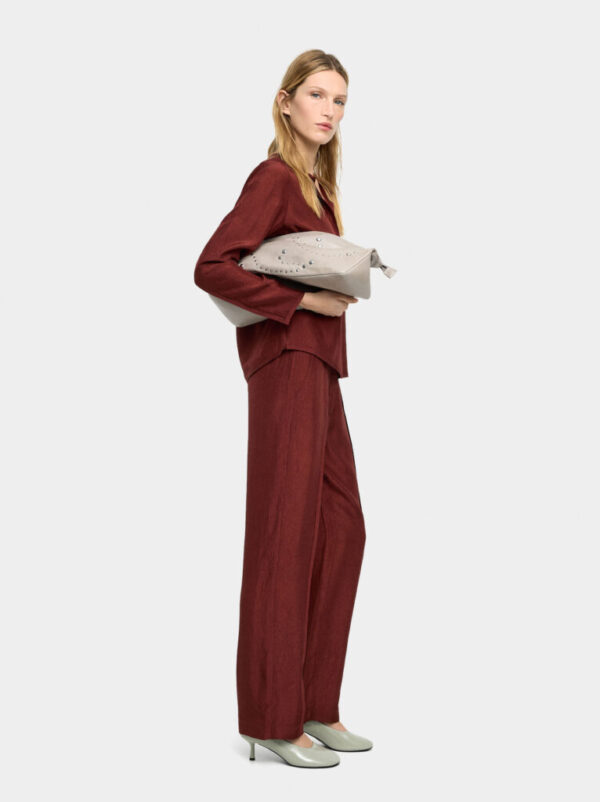 Fluid Satin V-Slit Blouse