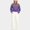 Embroidered Front Cotton Sweatshirt – Purple