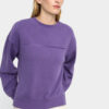 Embroidered Front Cotton Sweatshirt – Purple