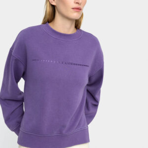 Embroidered Front Cotton Sweatshirt – Purple