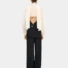 Cropped Crinkled Puff-Sleeve Blouse