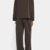 High-Neck Sweatshirt with Lapels – Brown