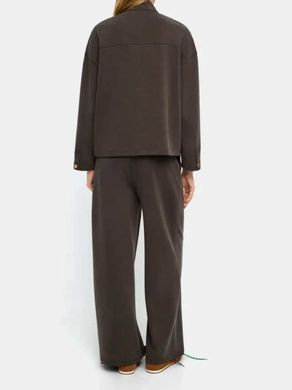 High-Neck Sweatshirt with Lapels – Brown
