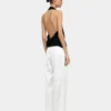 Fluid Mid-Rise Straight Trousers with Back Darts – White