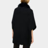 Contrast-Edge High-Neck Poncho – Khaki